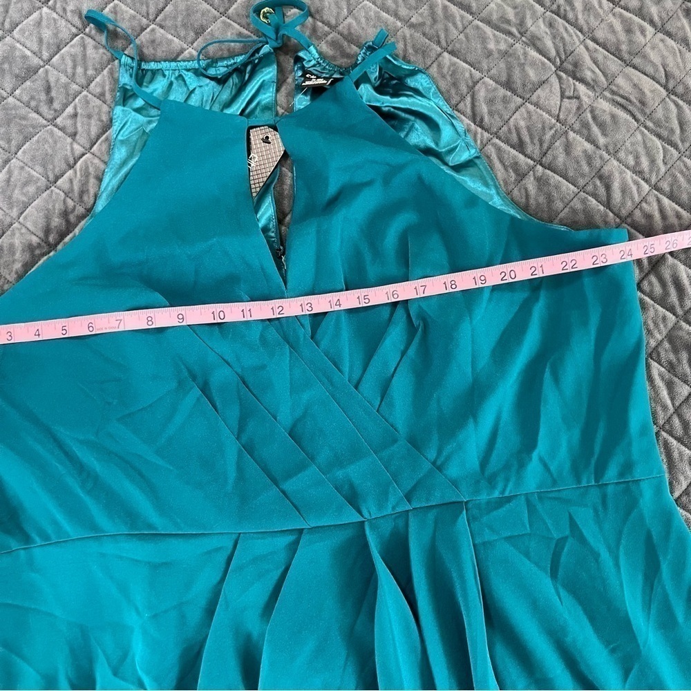 City Chic Dress Women XL 22 Midi Turquoise Slit Front Faux Wrap Sleeveless KK - Picture 7 of 10